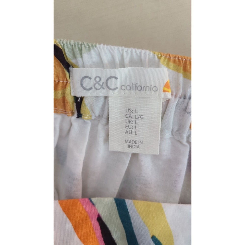 C&C California Embroidered Lemon Wrap Women Skirt‎ Large Mini Ruffle Cotton - Picture 8 of 11